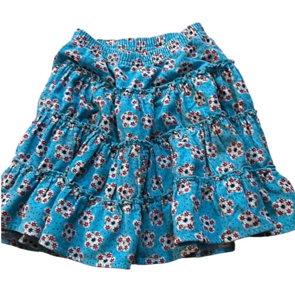 Hanna Anderson Skirt. Girls size 110 / 5/6. Corduroy ruffled tiered skirt blue
